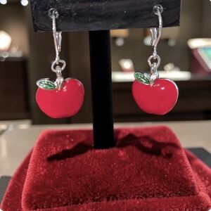 Red Apple Drop Earrings - Women's Fashion Jewelry